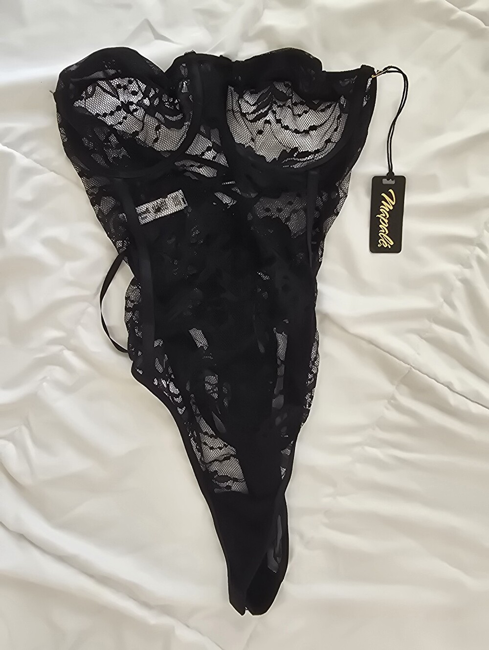 Mapale Black Lace Bustier Bodysuit